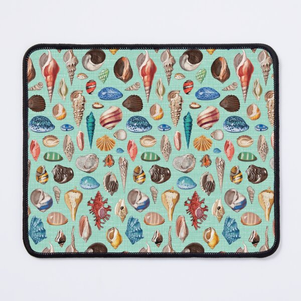 Item preview, Seashells multicolor on mint blue green designed and sold by Delinda Graphic Studio.