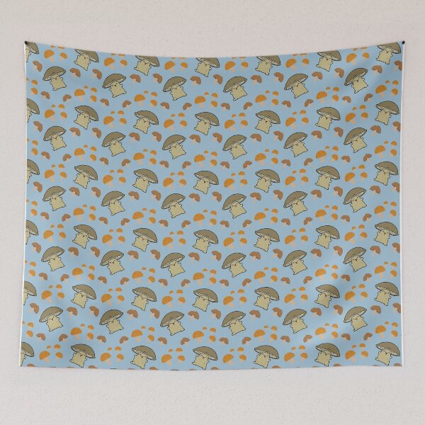 Item preview, Cute Mushroom Pattern with Blue Background designed and sold by NECHSTORE.