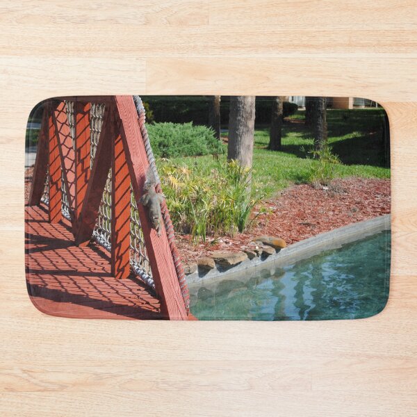 Item preview, Squirrel playing on red bridge by pond original pic designed and sold by FindYouByZ.