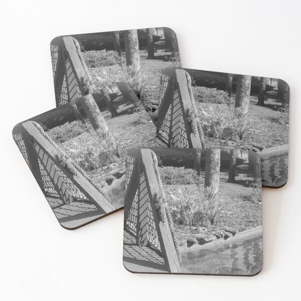 Item preview, Squirrel playing on red bridge by pond b/w designed and sold by FindYouByZ.