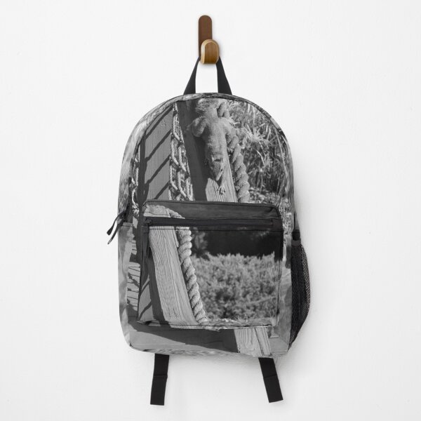 Item preview, Squirrel playing on red bridge by pond b/w designed and sold by FindYouByZ.