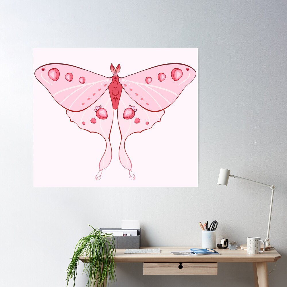 Sticker : New Beginnings; Luna Moth with Mushrooms – CherieSmittleArt