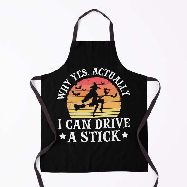 Item preview, Why Yes Actually I Can Drive A Stick - Vintage Sunset Funny Halloween Witch Costume designed and sold by ohmier.