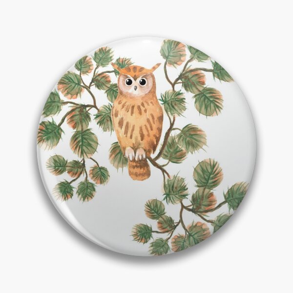 Item preview, Cute owl in the forest among pine branches designed and sold by kosnatvi.