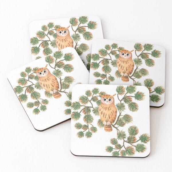 Item preview, Cute owl in the forest among pine branches designed and sold by kosnatvi.