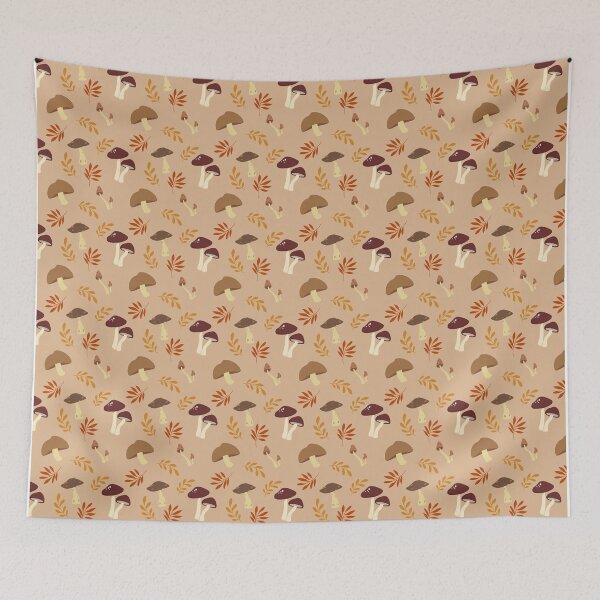 Item preview, Popular Mushroom Pattern with Light Brown Fall Background designed and sold by NECHSTORE.
