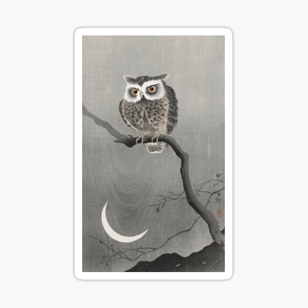 Item preview, Japanese Art Long-eared owl on bare tree branch (1900 - 1930) by Ohara Koson designed and sold by Designedbysm.