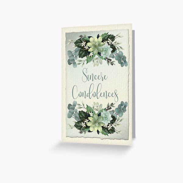 Sincere Condolences | Watercolor Painted Succulents Swag by Cherie(c)2021 Greeting Card