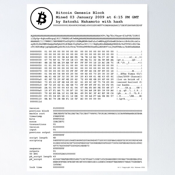 Item preview, Bitcoin - Original Genesis Block - Satoshi Nakamoto designed and sold by format.