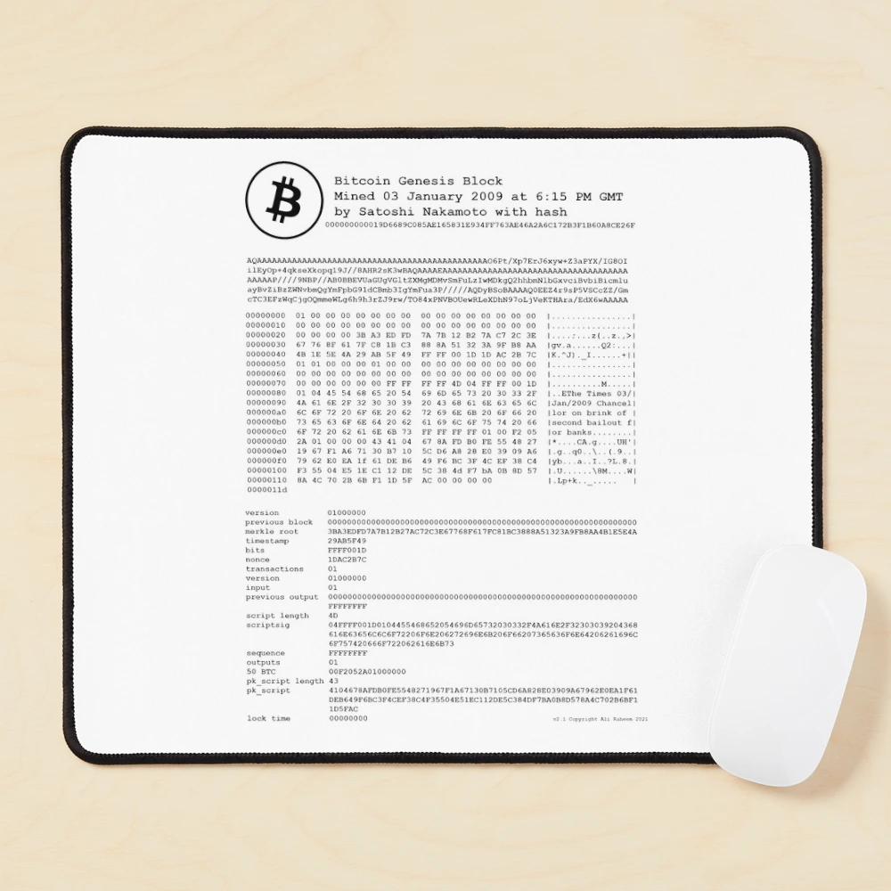 Bitcoin - Original Genesis Block - Satoshi Nakamoto
