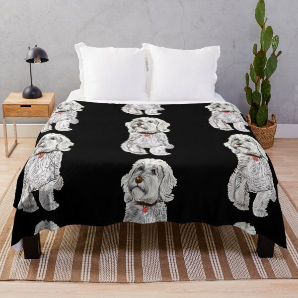 Item preview, Cavapoo Cavoodle  Cavapoochon dog white monochrome   - cute cavalier King Charles spaniel Bichon frise designed and sold by Artonmytee.