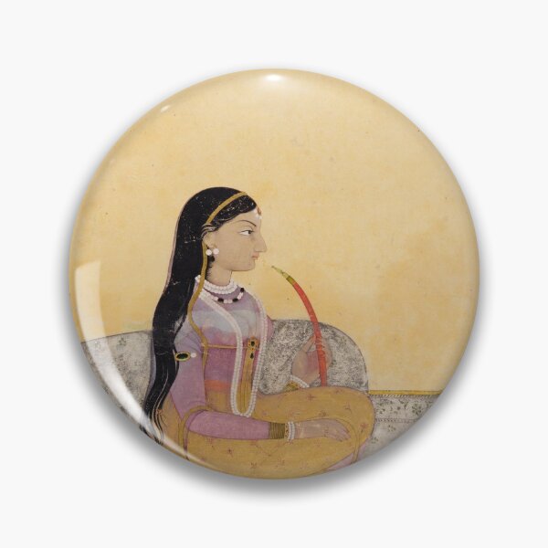 Item preview, Seated Lady Smoking a Hookah designed and sold by HinduArtGallery.