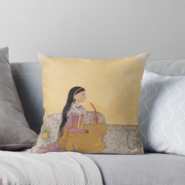 Item preview, Seated Lady Smoking a Hookah designed and sold by HinduArtGallery.