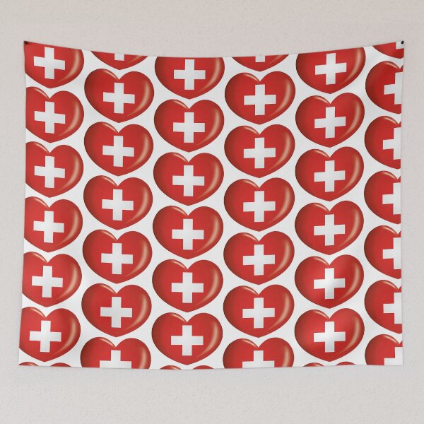 Artikelvorschau, Illustrationssymbol Herz mit Flagge der Schweiz. Ideal für Kataloge institutioneller Materialien und Geographie entworfen und verkauft von LucianoCosmo.