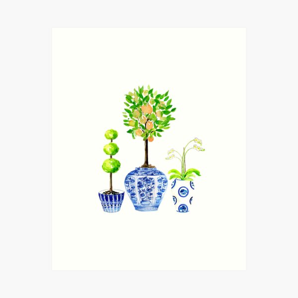 Item preview, Topiary Love in Chinoiserie designed and sold by Yunihadi.