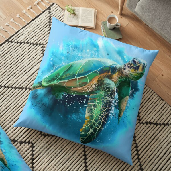 Colour by Ellen Shaw on Throw Pillow Sea Turtle Colour by Ellen Shaw on Throw Pillow Sea Turtle