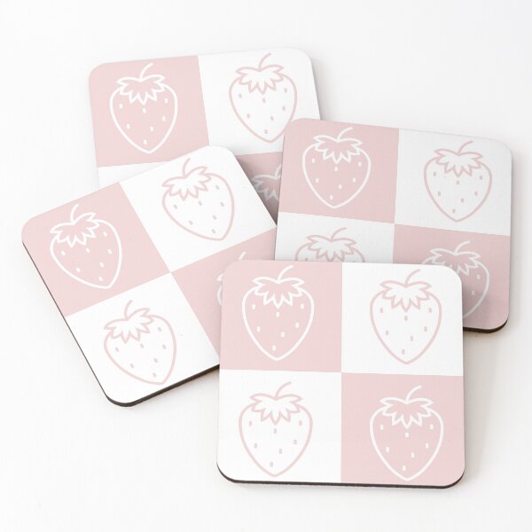 Item preview, Strawberries checkered Pattern | Cute pink and white strawberries pattern | Strawberry lover designed and sold by Violet Treasures.