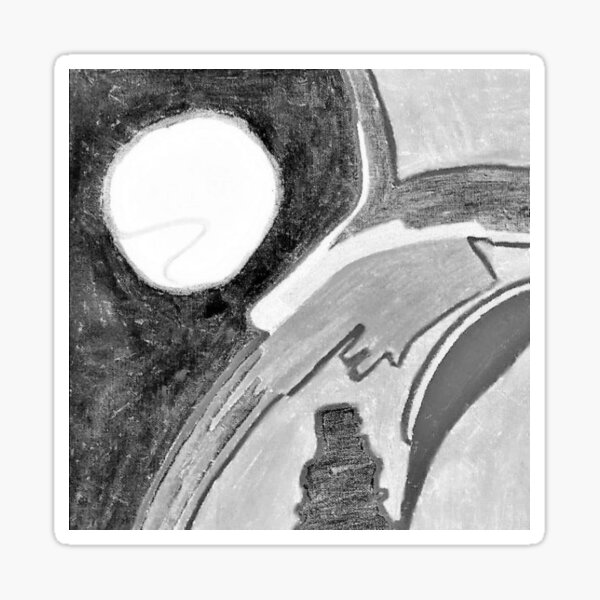 SUNNY MOON | Abstract Art~Design (Black and White) Sticker