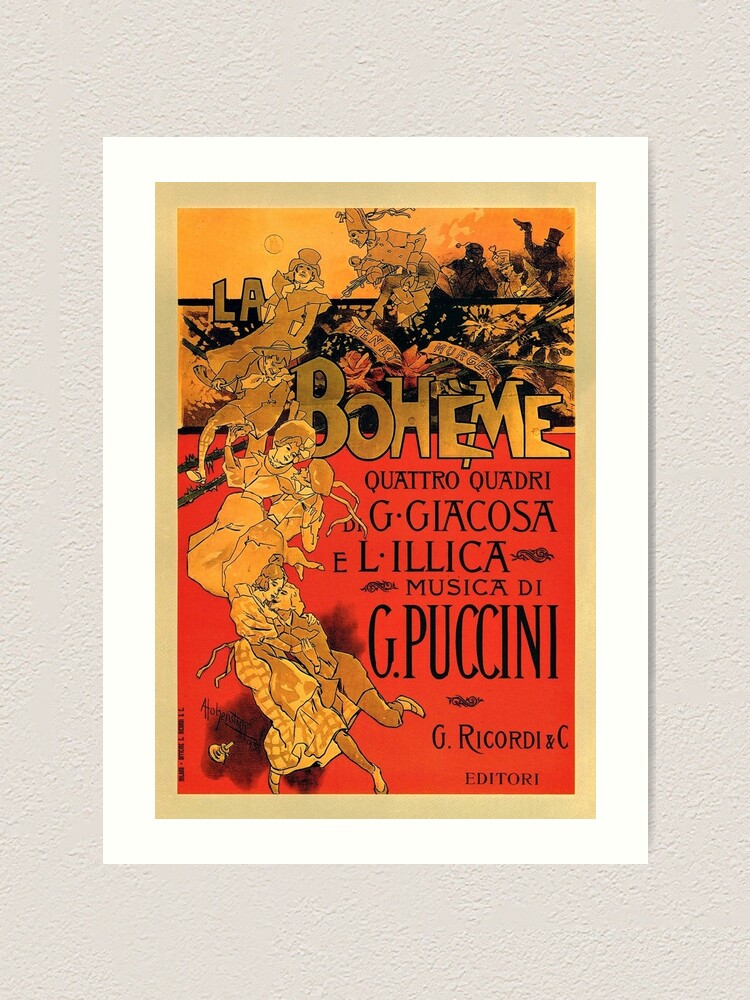 Vintage Art Nouveau La Boheme Opera Music Poster | Art Print