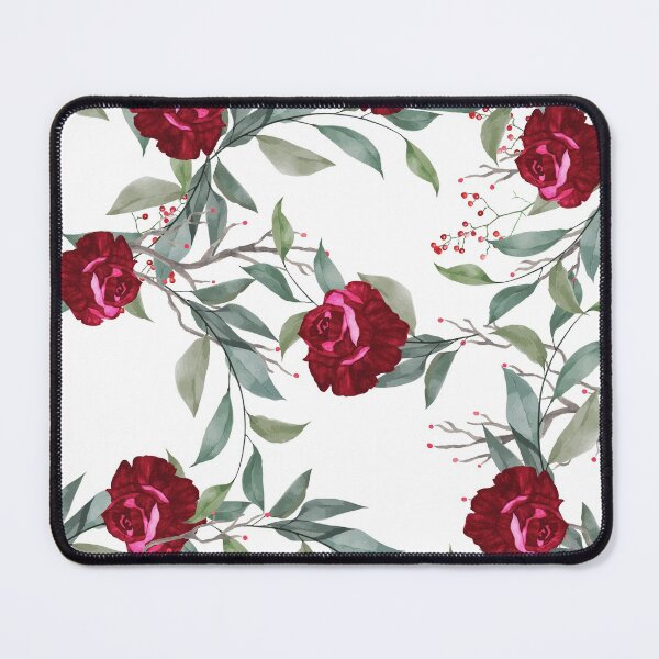 Item preview, Red Christmas Roses with Holy Berries & Lush Green Leaves designed and sold by BohemianFiction.