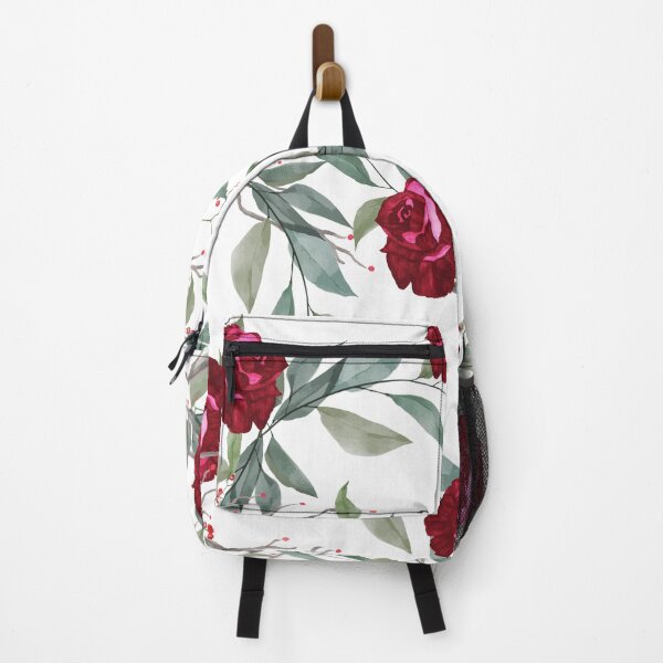 Item preview, Red Christmas Roses with Holy Berries & Lush Green Leaves designed and sold by BohemianFiction.