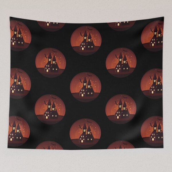 Item preview, Happy Halloween Black Bat and Scary Castle designed and sold by EyanShop.