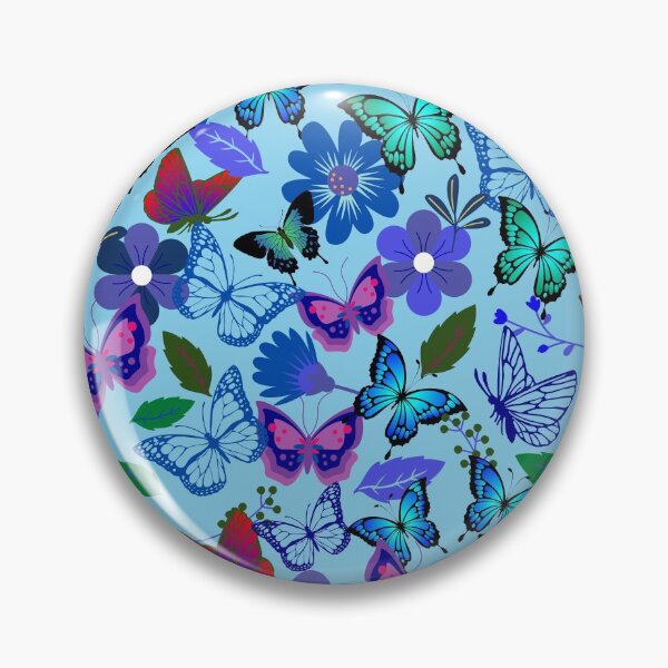 Item preview, Blue and Red Butterflies and Flowers on Sky Blue designed and sold by RiadMannan.