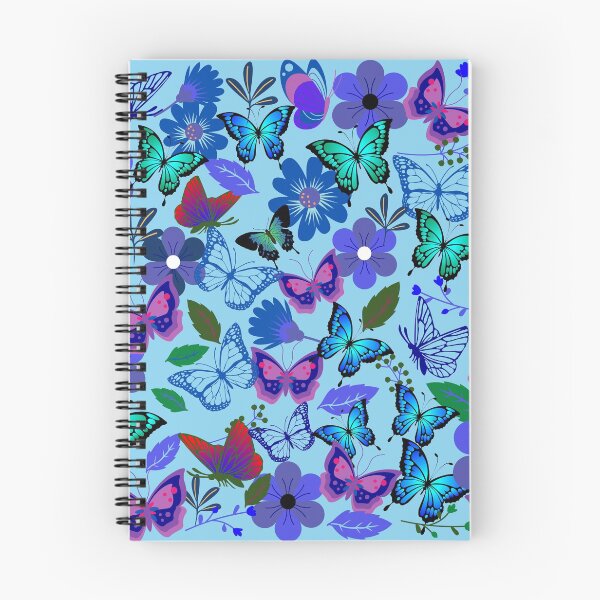 Item preview, Blue and Red Butterflies and Flowers on Sky Blue designed and sold by RiadMannan.