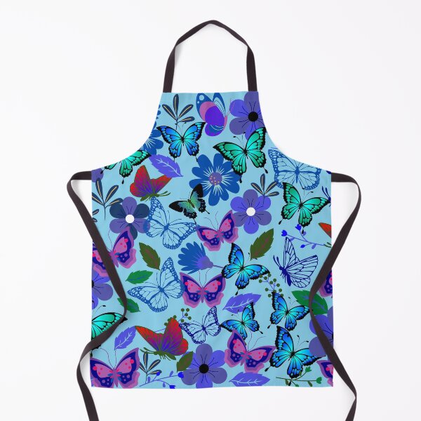 Item preview, Blue and Red Butterflies and Flowers on Sky Blue designed and sold by RiadMannan.