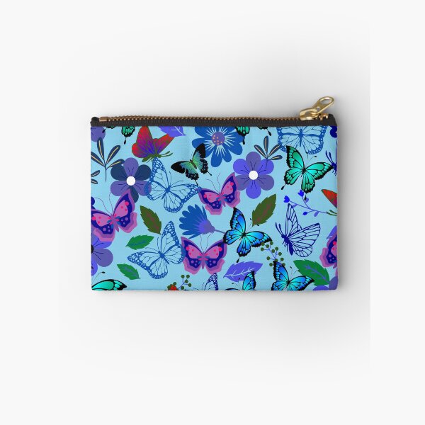 Item preview, Blue and Red Butterflies and Flowers on Sky Blue designed and sold by RiadMannan.