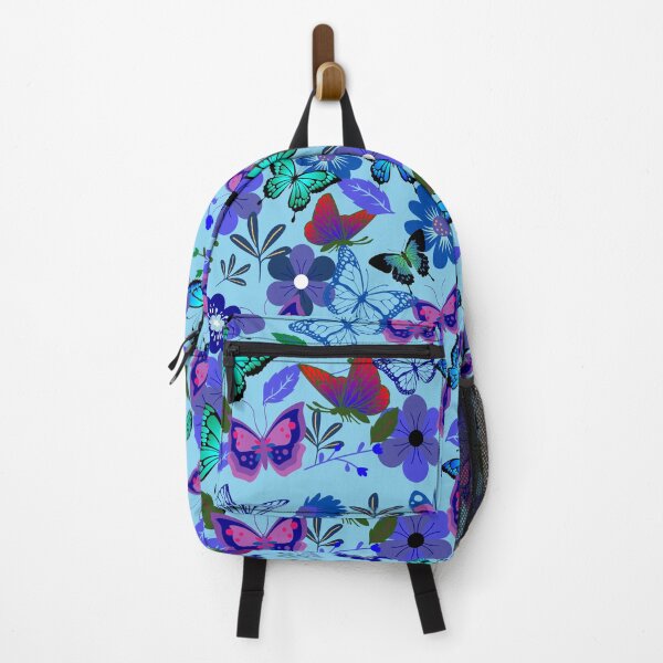 Item preview, Blue and Red Butterflies and Flowers on Sky Blue designed and sold by RiadMannan.