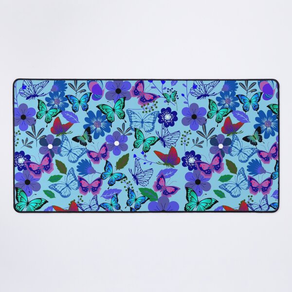 Item preview, Blue and Red Butterflies and Flowers on Sky Blue designed and sold by RiadMannan.