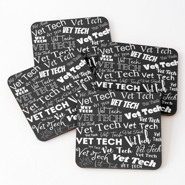 Item preview, Vet Tech typography in Black and White designed and sold by Designs24U.