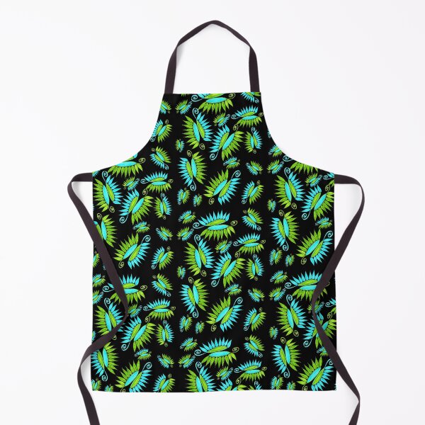 Item preview, Whimsical Flower Pods Pattern Blue Green Garden Art With Black Background Hand Drawn designed and sold by H3designs.