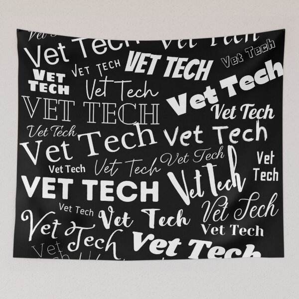 Item preview, Vet Tech typography in Black and White designed and sold by Designs24U.