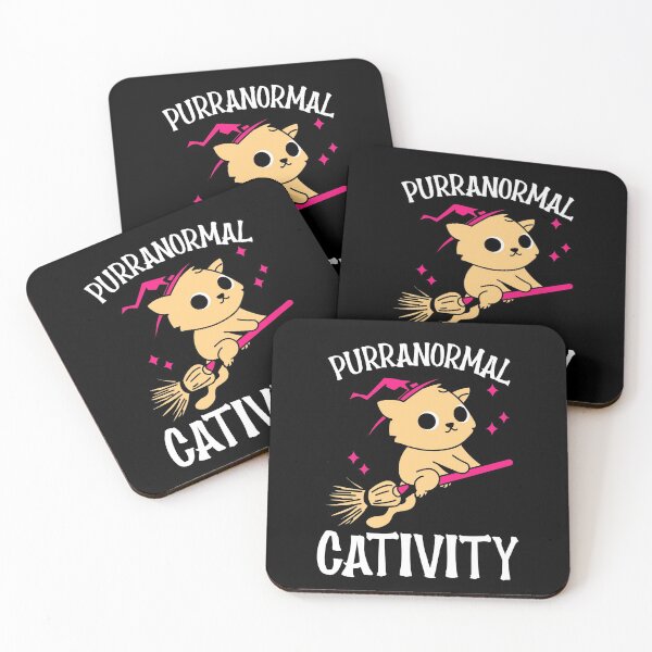 Item preview, "Purranormal Cativity" Funny Halloween Cat Riding a Broom  designed and sold by InkItStudio.