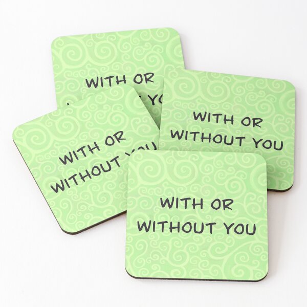 Item preview, With or without you on lime green Celtic spirals designed and sold by QuirkyCraftz.
