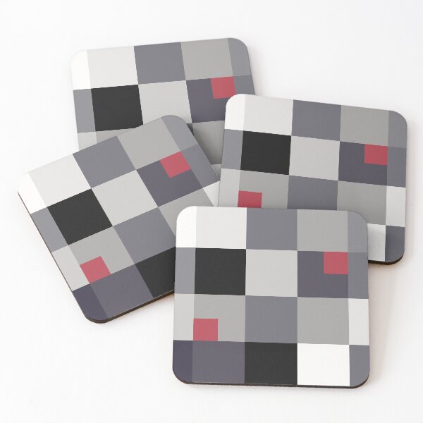 Item preview, Grey to Black Hues Squares With A Hint of Rusty Red designed and sold by ThisNThatImages.