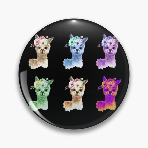 Item preview, Colorful Cute Kawaii Alpaca with Pink Flowers on Her Head Watercolor Set Pack  designed and sold by Red-ElYoubi.