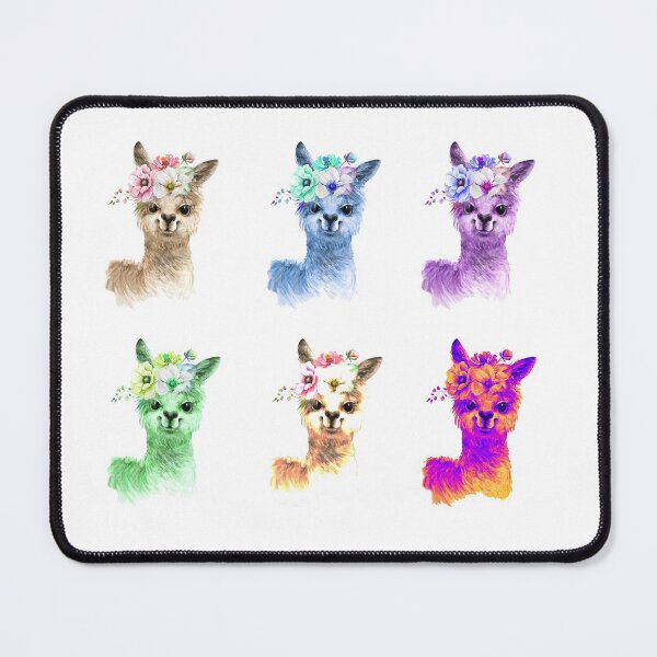 Item preview, Colorful Cute Kawaii Alpaca with Pink Flowers on Her Head Watercolor Set Pack  designed and sold by Red-ElYoubi.