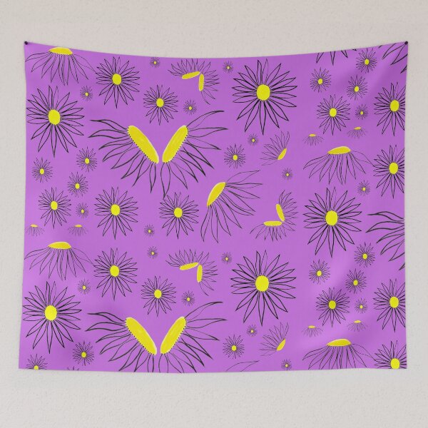 Item preview, Whimsical Hand Drawn Daisy Coneflower Floral Pattern designed and sold by H3designs.
