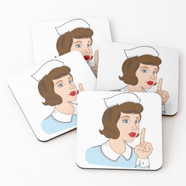 Item preview, Illustration representing nurse brunette woman making silence sign. Ideal for catalogs, information and medical guides designed and sold by LucianoCosmo.
