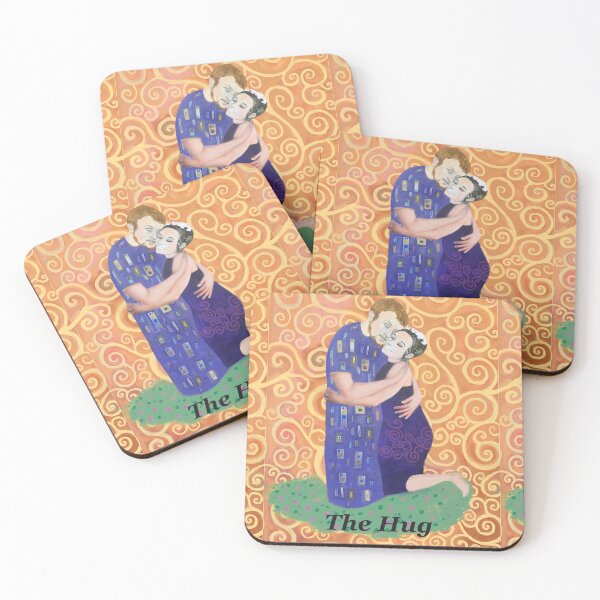 Item preview, The Hug on an orange Celtic spiral background  designed and sold by QuirkyCraftz.