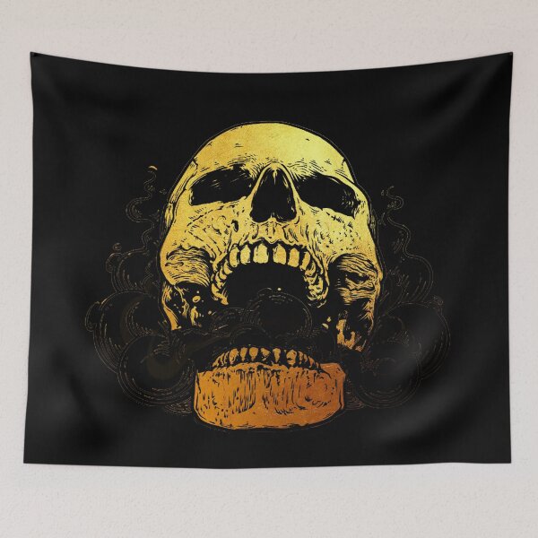 Item preview, metallic golden skull designed and sold by freeArt10.