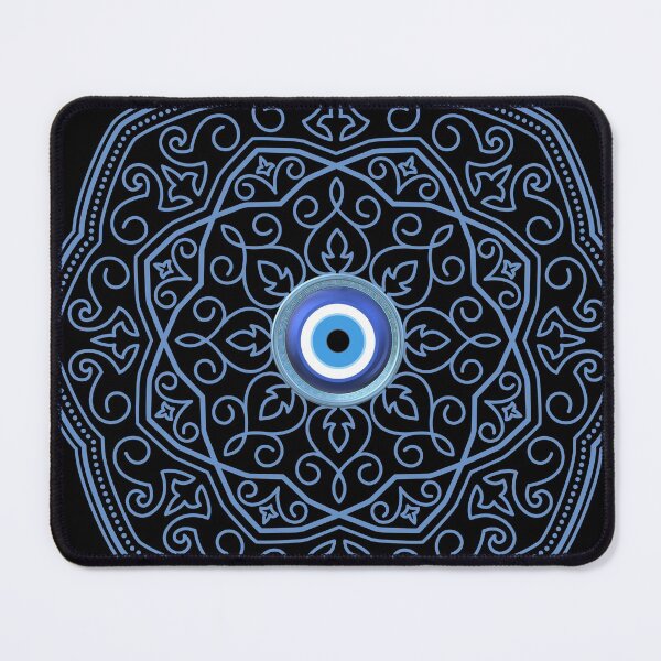 Item preview, Mati Evil Eye Black Light Blue Greek Key Thia Maria Collection designed and sold by Yiorgos Designs.