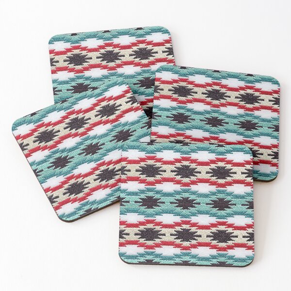 Item preview, Southwestern Blanket Design, Navajo Blanket, Turquoise red black white pattern, tom keys designed and sold by Nostrathomas66.