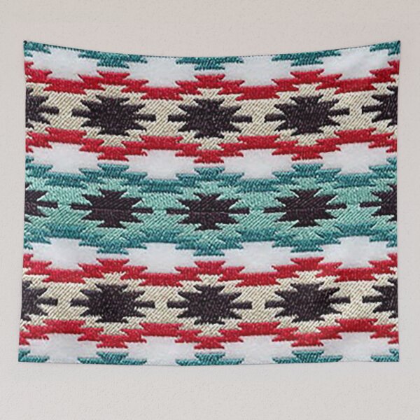 Item preview, Southwestern Blanket Design, Navajo Blanket, Turquoise red black white pattern, tom keys designed and sold by Nostrathomas66.