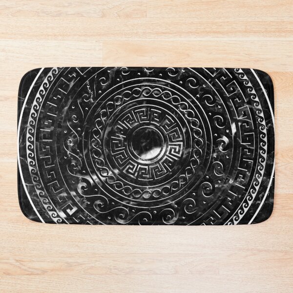 Item preview, Black White Marble Greek Key Circle Design designed and sold by Yiorgos Designs.