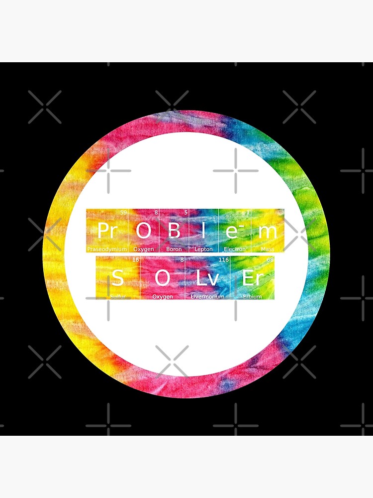 problem solver written in chemistry periodic table elements in tie dye font on black background canvas print by unclestuscience redbubble