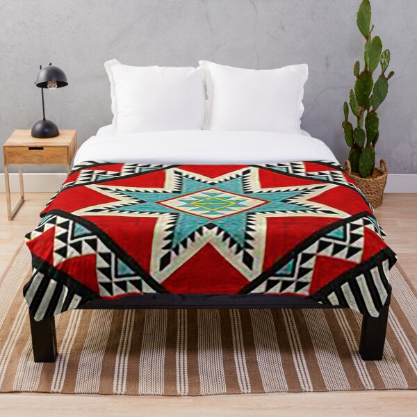 Item preview, Southwestern Blanket Design, Navajo Blanket Design, Native American Art, Indian pattern, Turquise Red Black, Aztec design, Geometric pattern, tom keys designed and sold by Nostrathomas66.